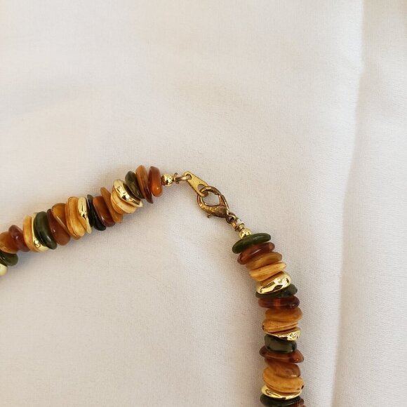 Tiger Eye Polished Gemstone Nuggets/Chips Necklace, 18 Inches - Picture 5 of 7